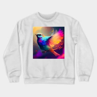 Colorful bird flapping wings Crewneck Sweatshirt